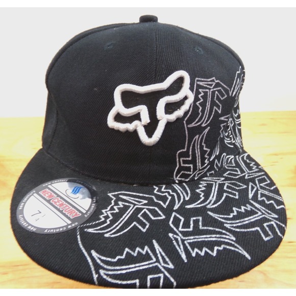 New Century Cap Hat Fox Racing Black Fitted Size 7 3/4 New - Picture 1 of 10